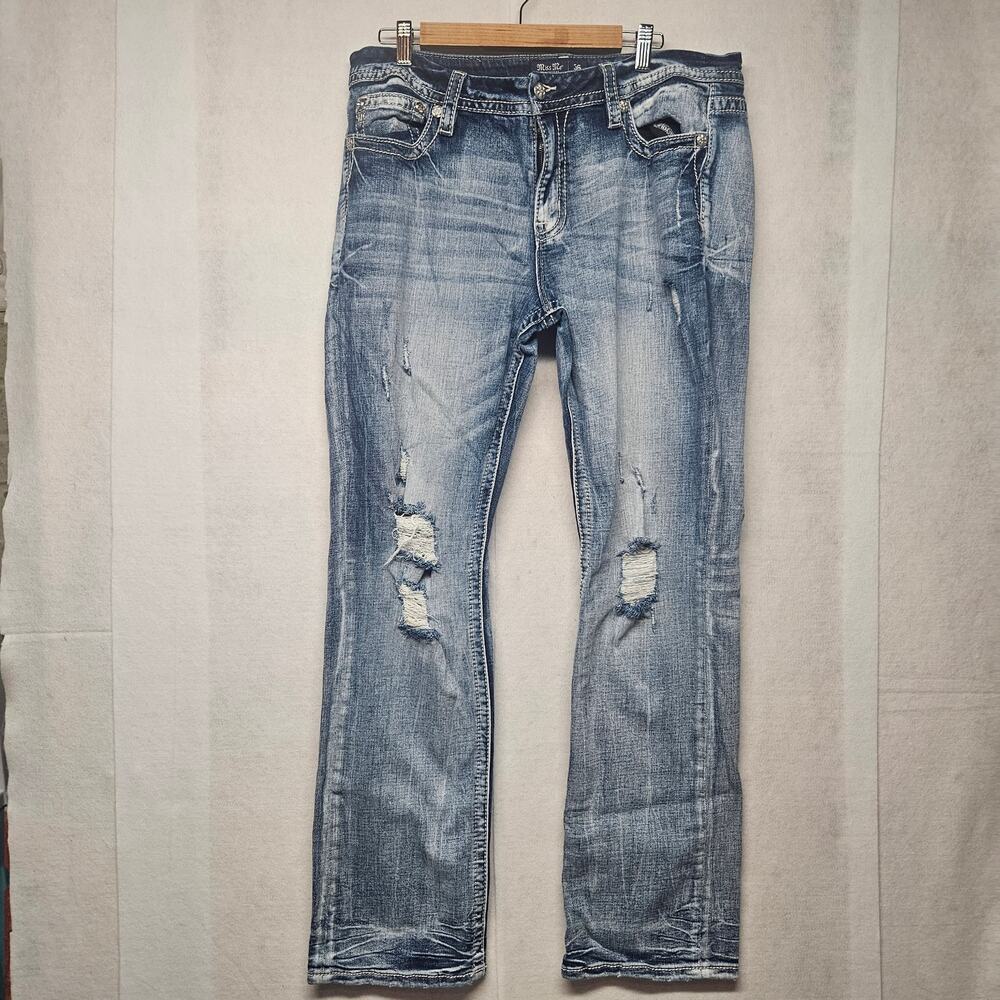 Miss Me Straight Leg Jeans Womens Size 36 Embellished Flap Pocket Low Rise